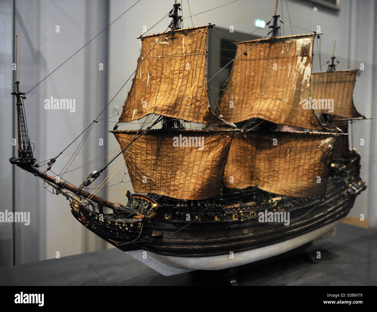 Modelo del barco del Príncipe Willem, 1651. La madera. Rijksmuseum. Amsterdam. Holland. Foto de stock