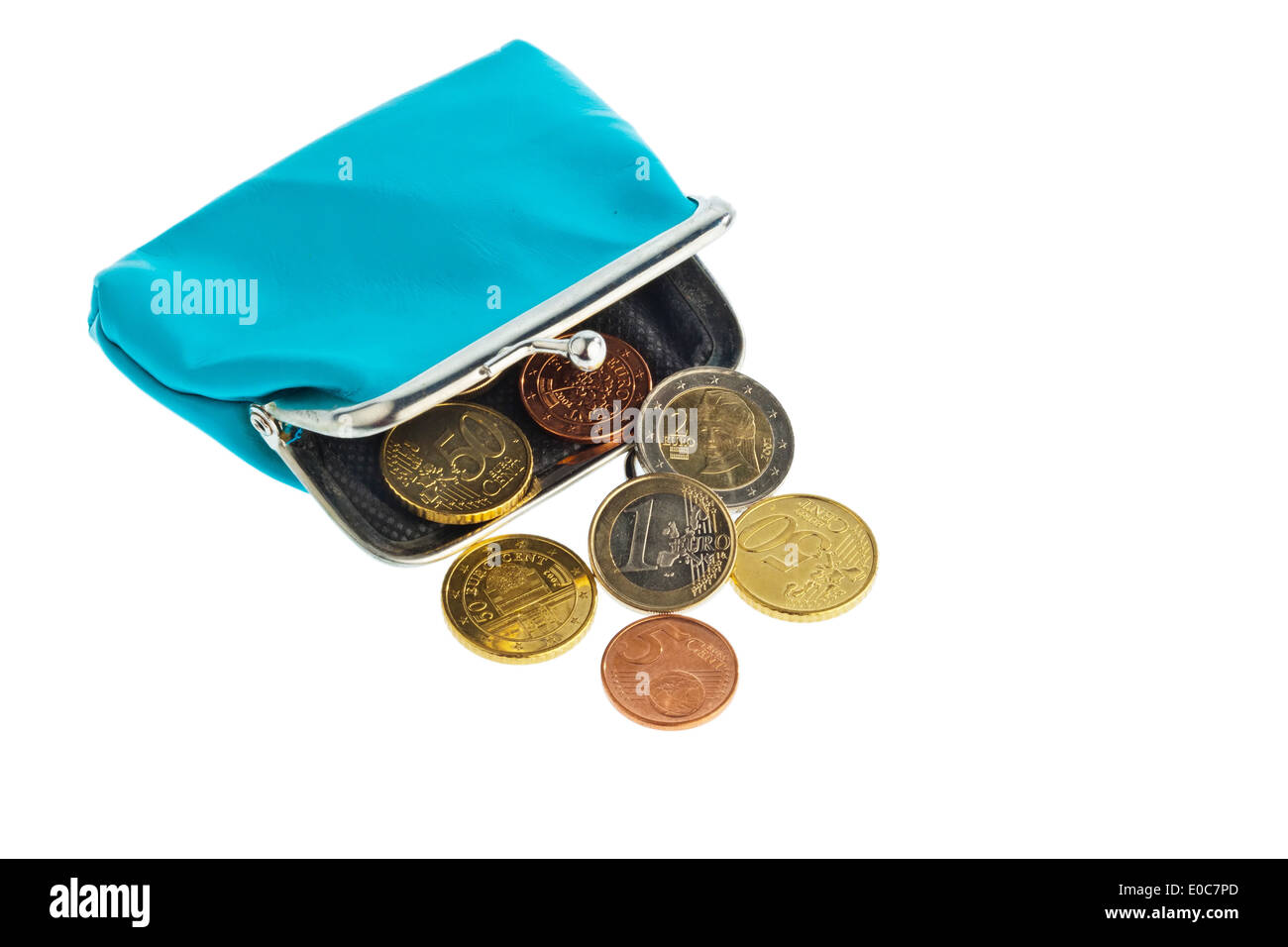 Eurocoins monedas moneda de cambio moneda moneda Euro circulada dinero ciento eurocent monetaria vacía moneda euro dinero monedero deudas en blanco menos pe Foto de stock