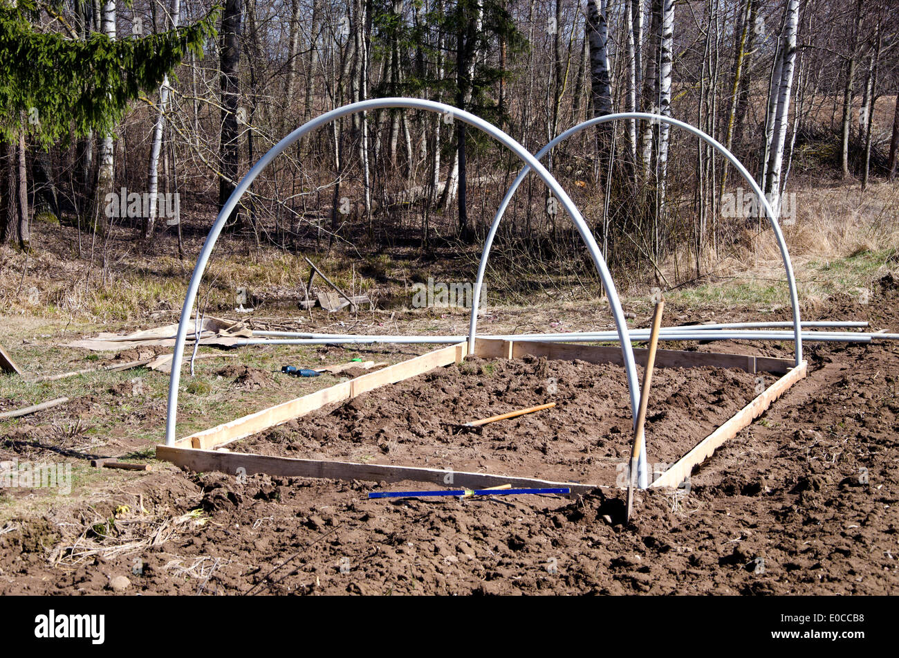Small Greenhouse Construction Imágenes De Stock Small - 