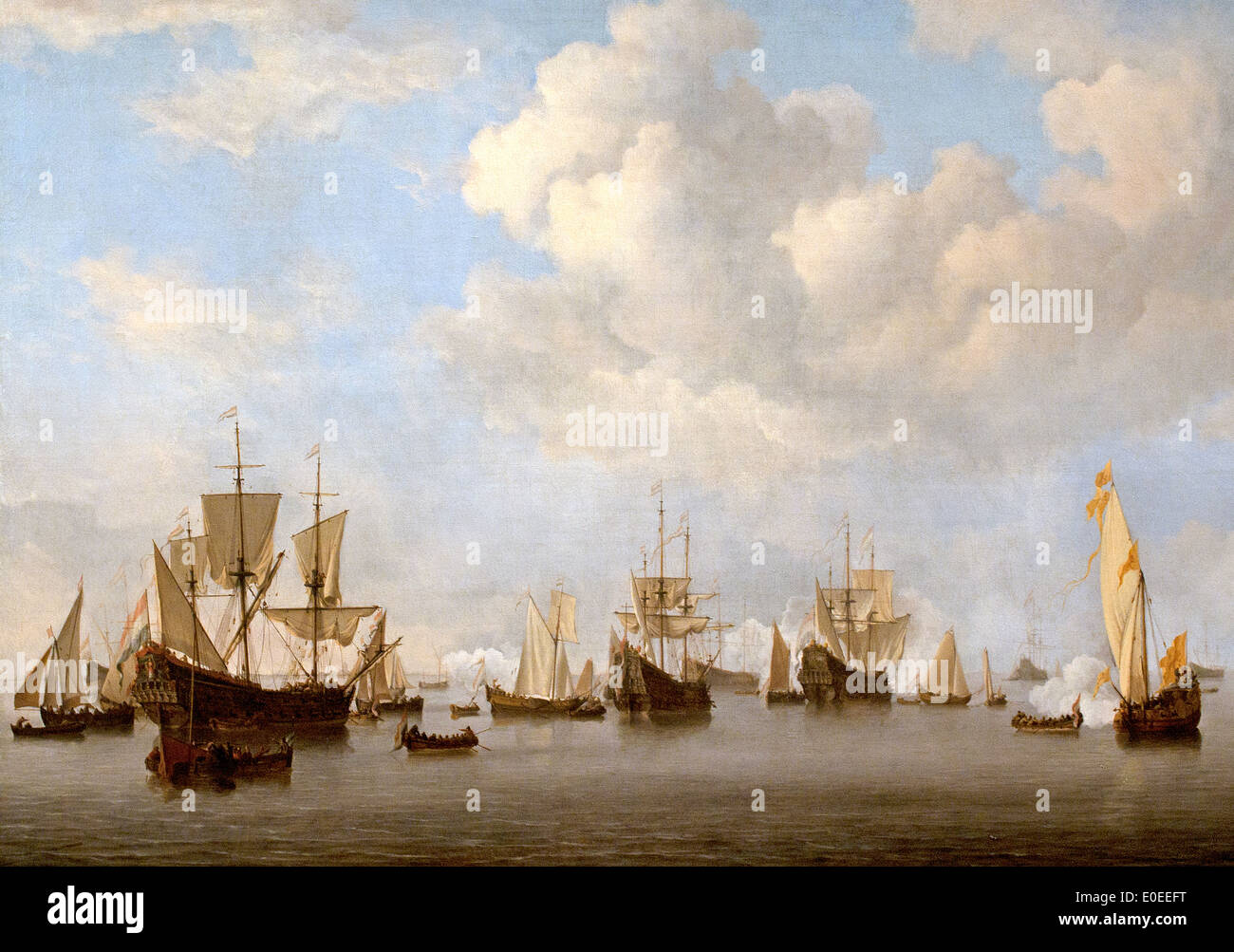 Él flota holandesa en las carreteras 1672-73 Goeree Willem van de Velde II 1633-1707 Foto de stock