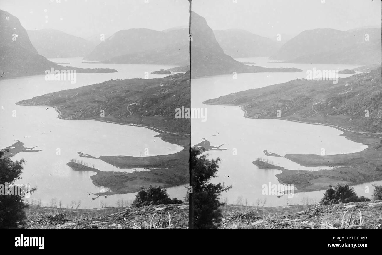 Sogndalsfjorden, ca. 1888-1925. Foto de stock