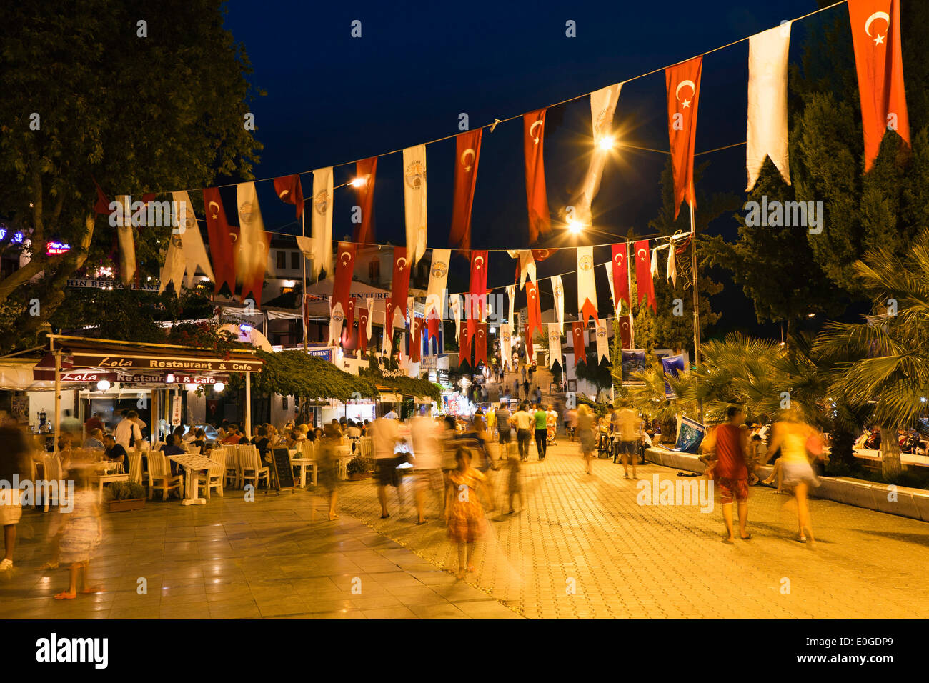 La Kas en la noche, la vida nocturna, el licio Costa, Licia, el Mar Mediterráneo, Turquía, Asia Foto de stock