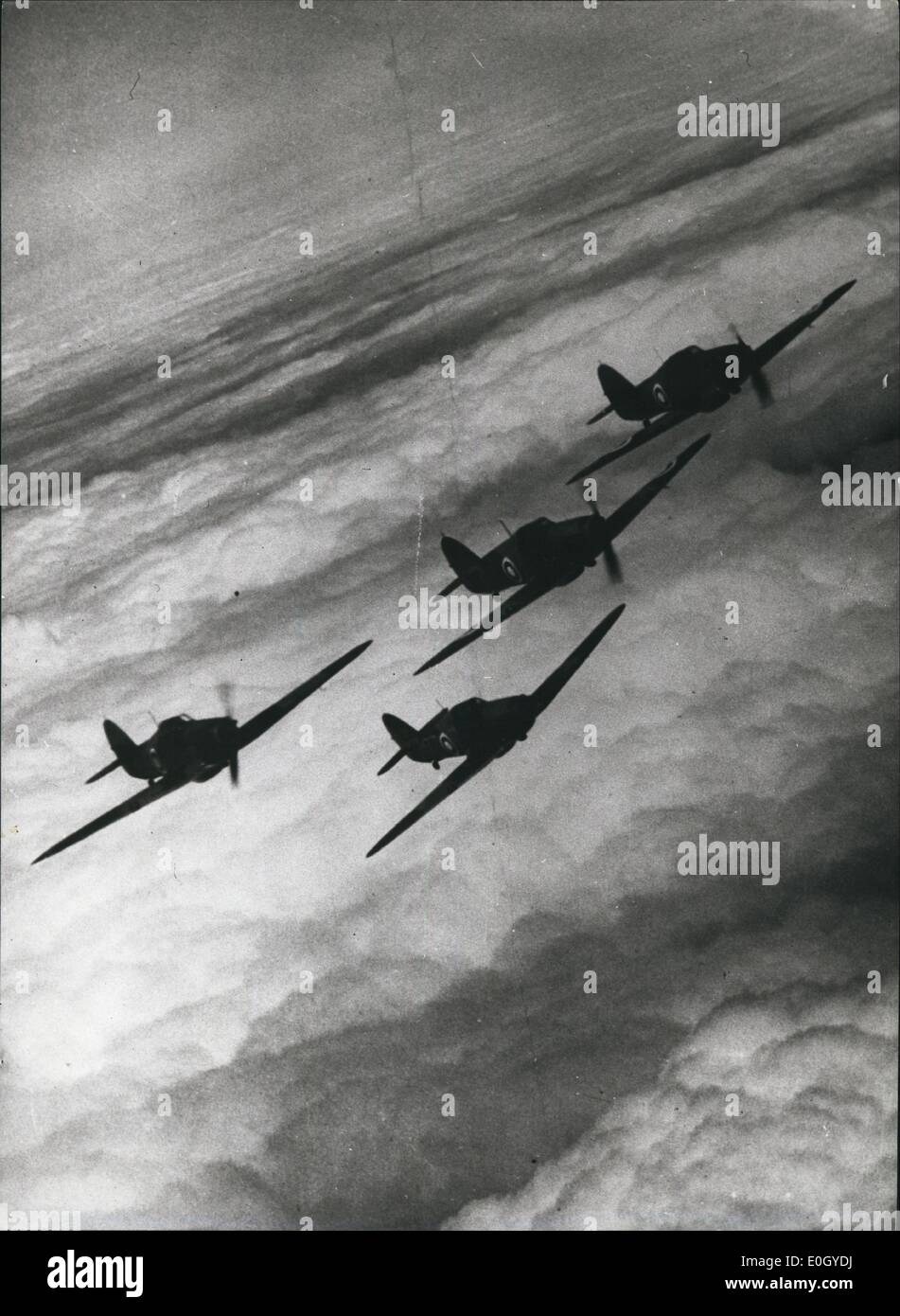 Jan 1, 1940 - un vuelo de aviones de combate Hawker Hurricane. (Fecha exacta desconocida) APRESS Foto de stock