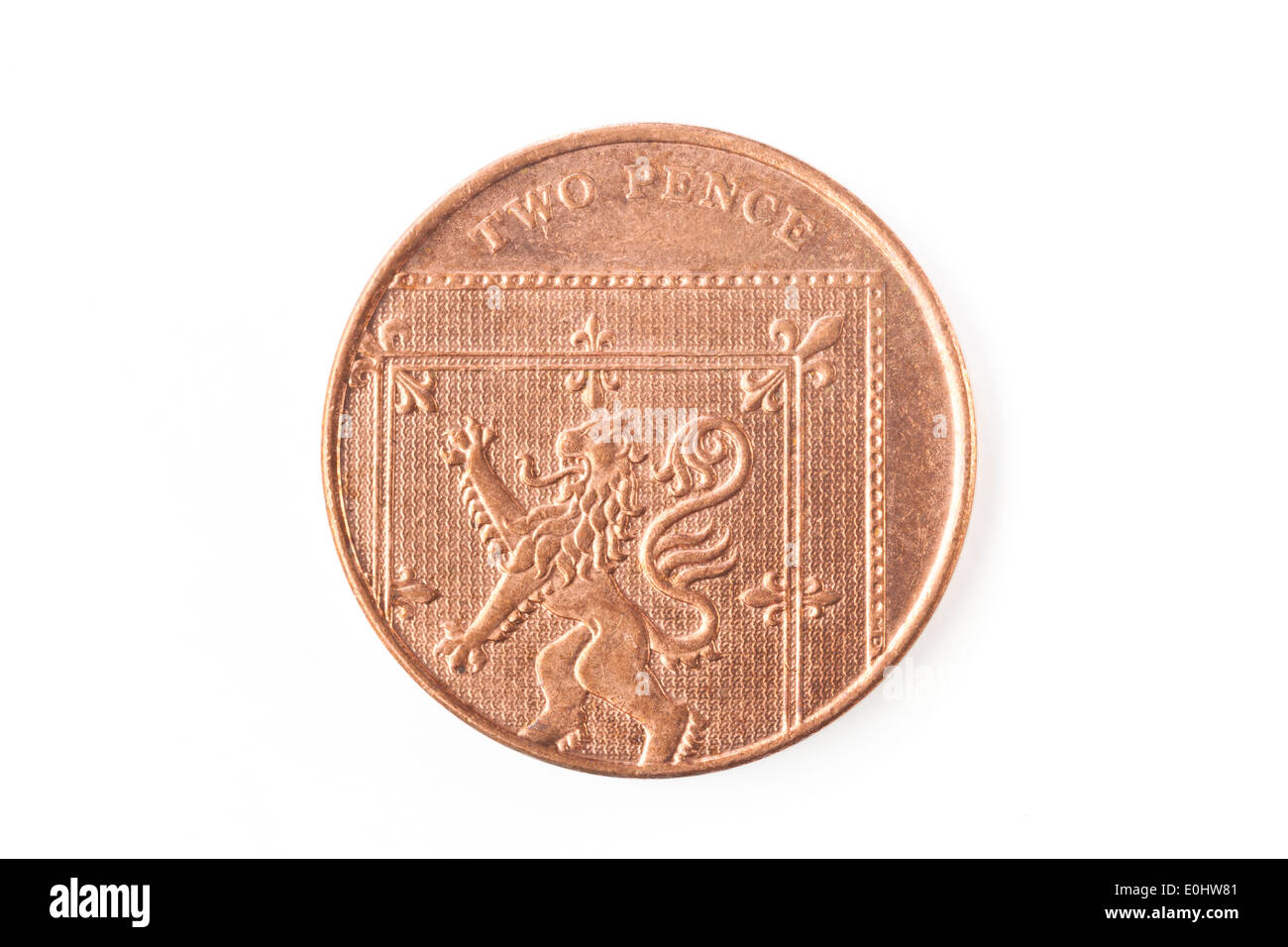 Moneda de 2 peniques esterlina Foto de stock