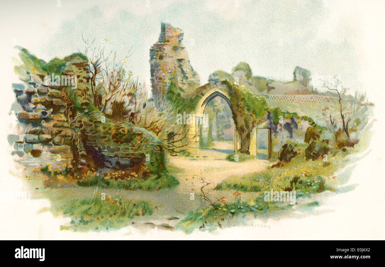 Castillo de Hastings, Hastings, East Sussex, Inglaterra. Un edificio del siglo XIX, de impresión. Foto de stock
