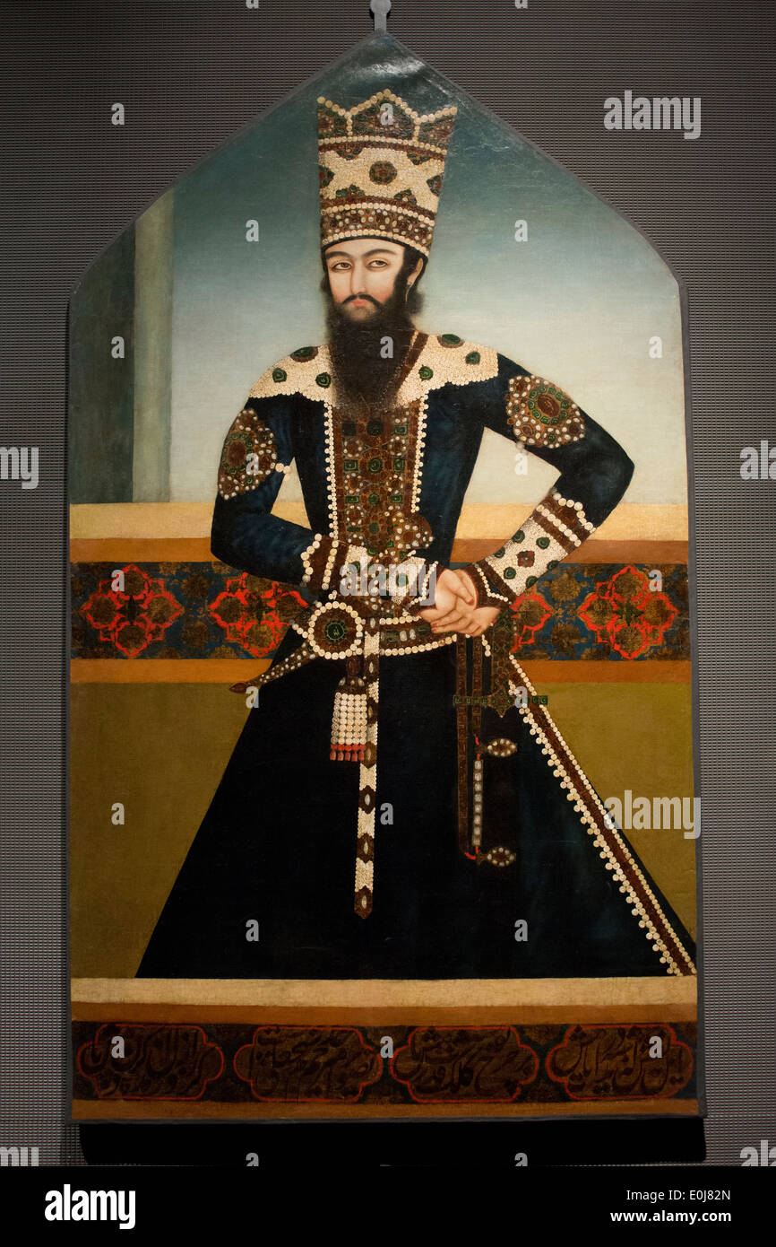 Doha. Qatar. Museo de Arte Islámico. Retrato de Sheikh Ali Mirza. Irán 1810-1815. Óleo sobre lienzo. Foto de stock