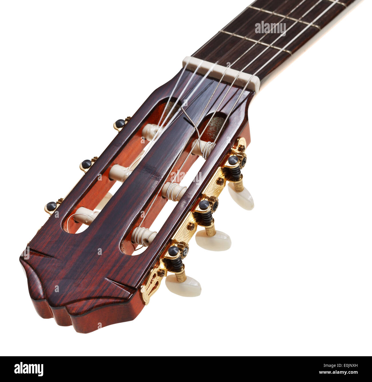 Clavijero de guitarra clásica cerrar aisladas sobre fondo blanco Fotografía  de stock - Alamy