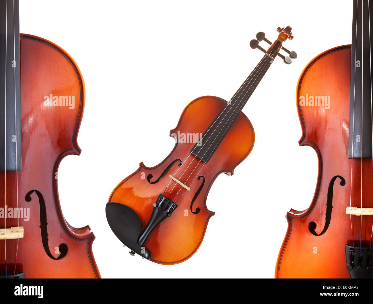 Mitades y plena clásicos modernos violines aislado sobre fondo blanco  Fotografía de stock - Alamy