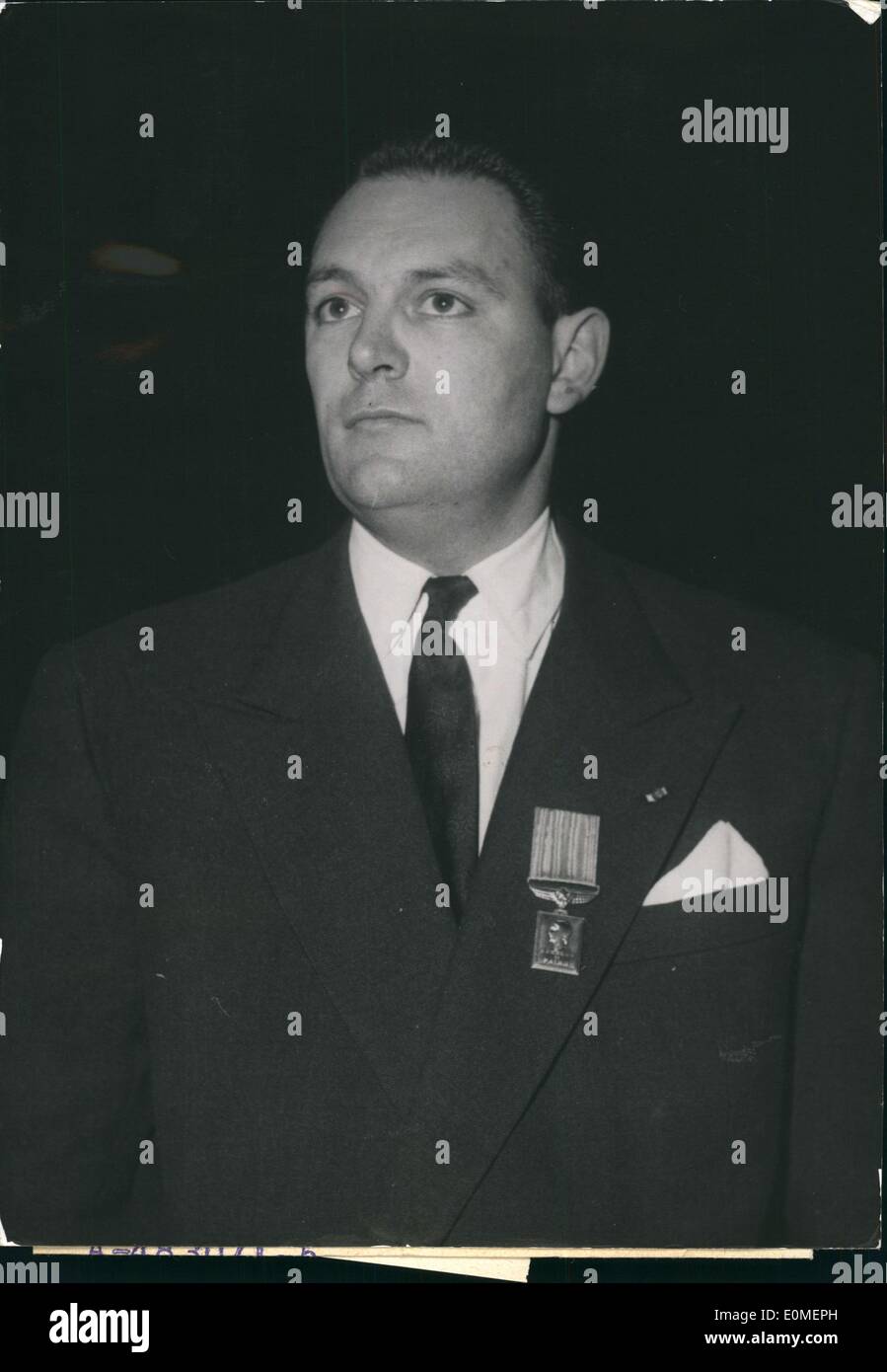 15 de noviembre de 1954 - '' ilegible '' nombrado Setario Estatal: oynet, piloto de prueba y M.P. que ha sido nombrado retario para yo Foto de stock