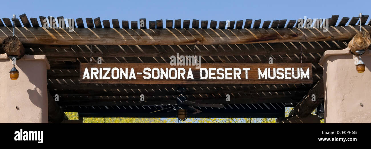 Signo del Museo del Desierto de Sonora en Arizona, Tucson, Arizona. Foto de stock