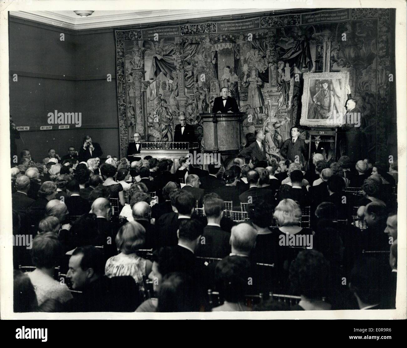 Octubre 16, 1958 - Venta histórica en Sothesby's siete pinturas impresionistas vendido para ? 781.000 Foto de stock