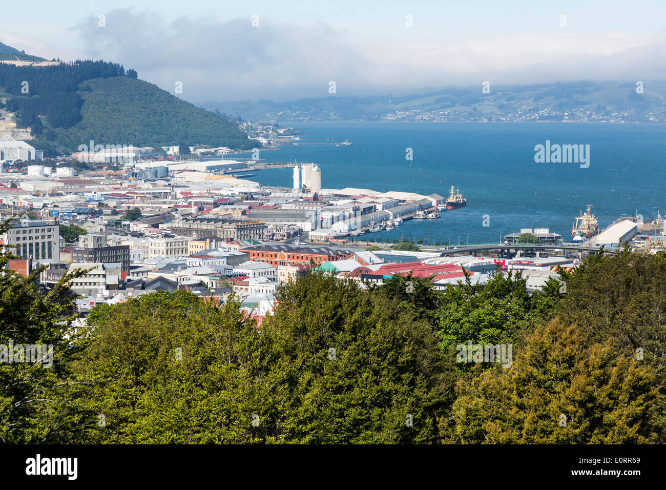 Dunedin, Nueva Zelanda y la bahía y península de Otago Foto de stock
