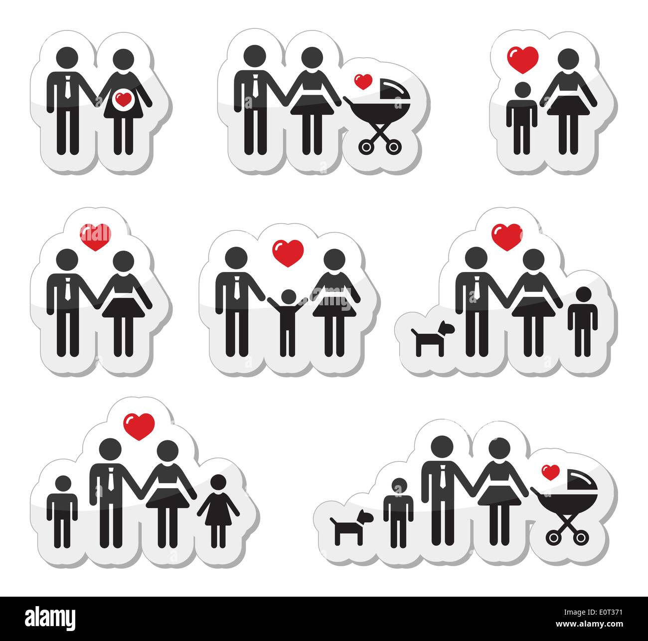 Iconos de personas - familia, Bebé, mujer embarazada, parejas Imagen Vector  de stock - Alamy