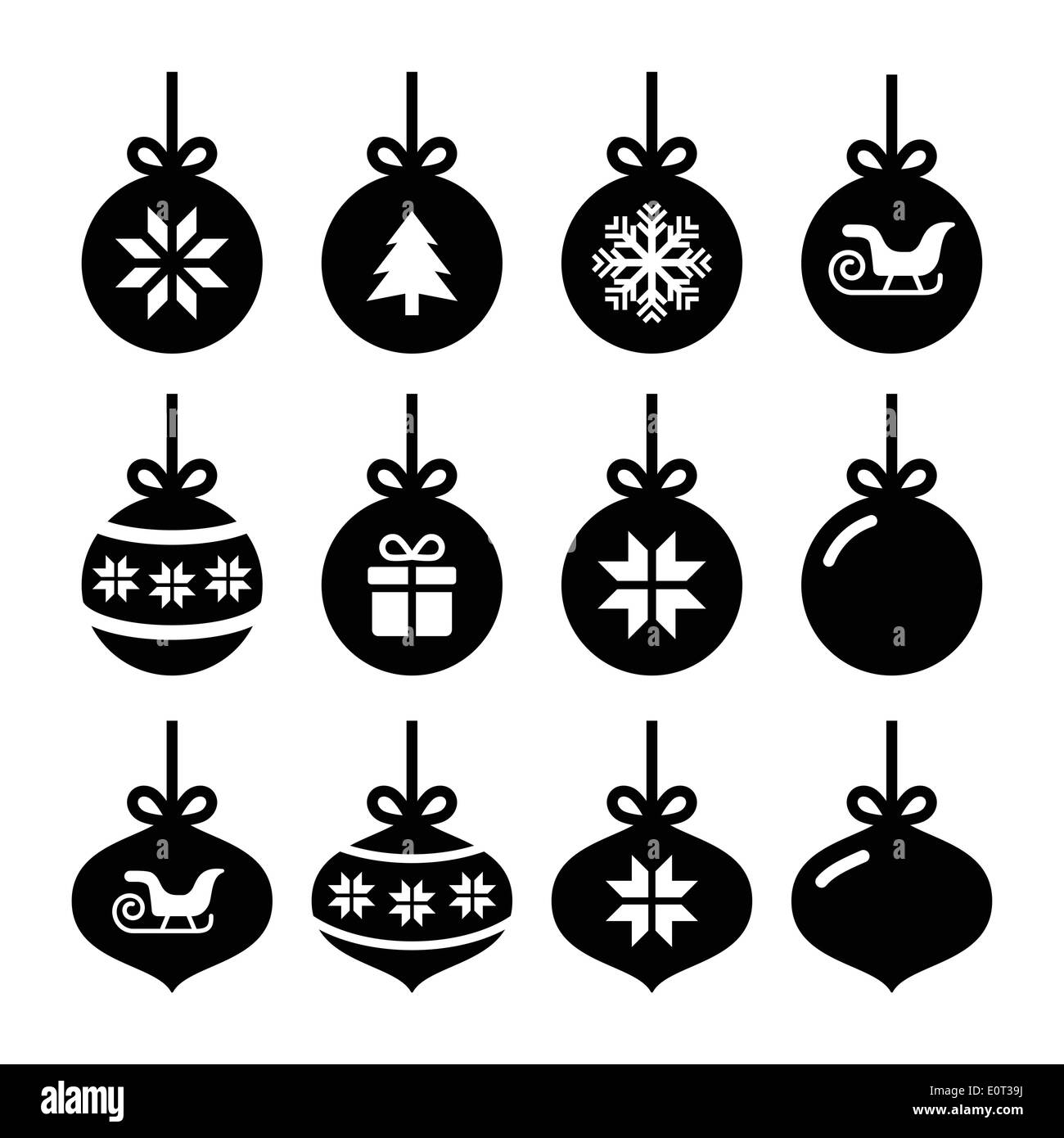 Bolas de Navidad, Adornos de Navidad vector conjunto de iconos Imagen Vector  de stock - Alamy