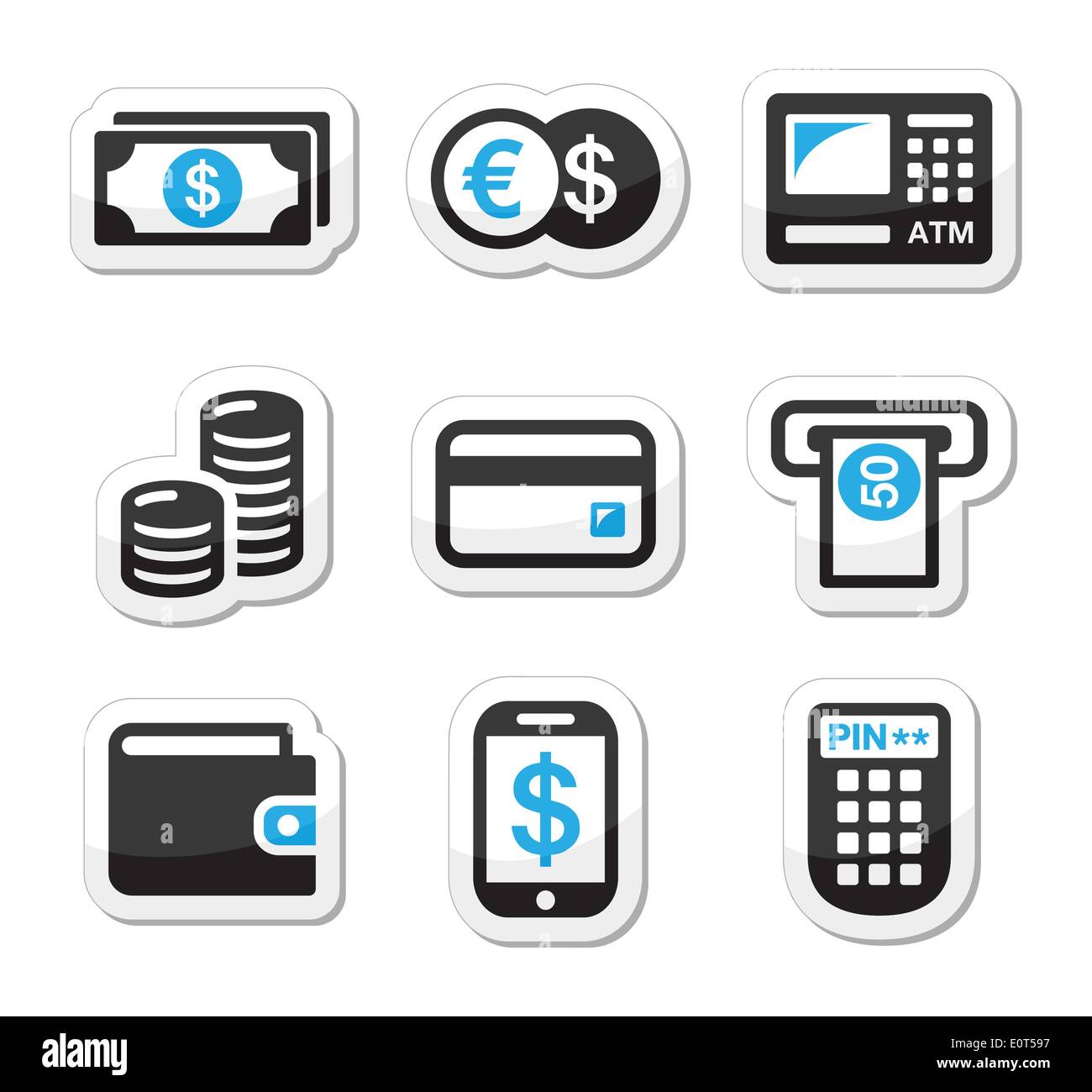 Atm cash machine vector icons set fotografías e imágenes de alta resolución  - Alamy
