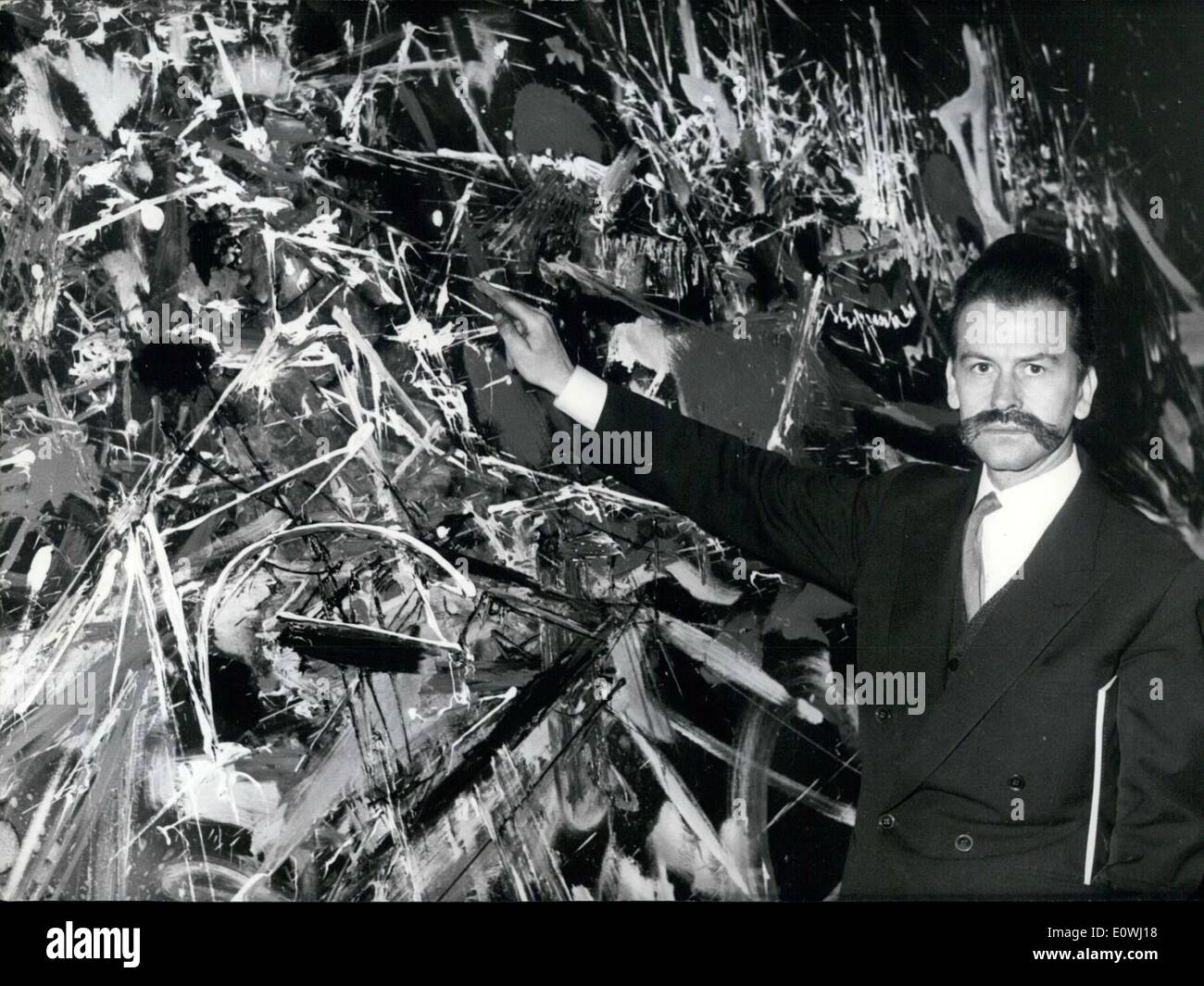 Georges Mathieu Face Marzo 03, 1963 - Pintor Mathieu presenta su último lienzo: ''Tachiste ...