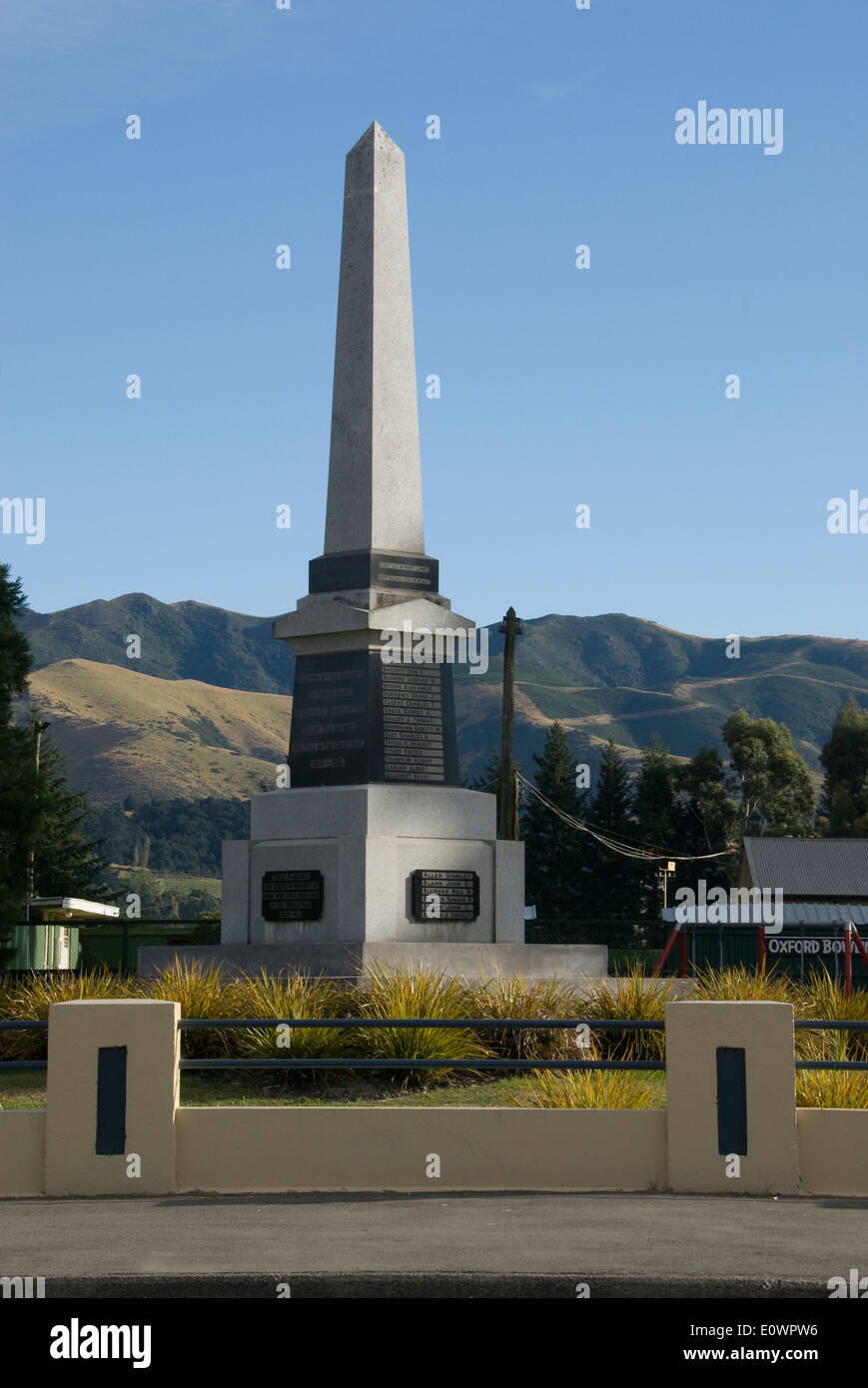 War Memorial, Oxford, Canterbury, Isla del Sur, Nueva Zelanda Foto de stock