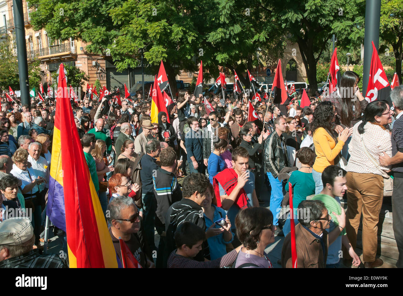 Huelga general, manifestación, 14 de noviembre de 2012, Sevilla, España, Europa Foto de stock