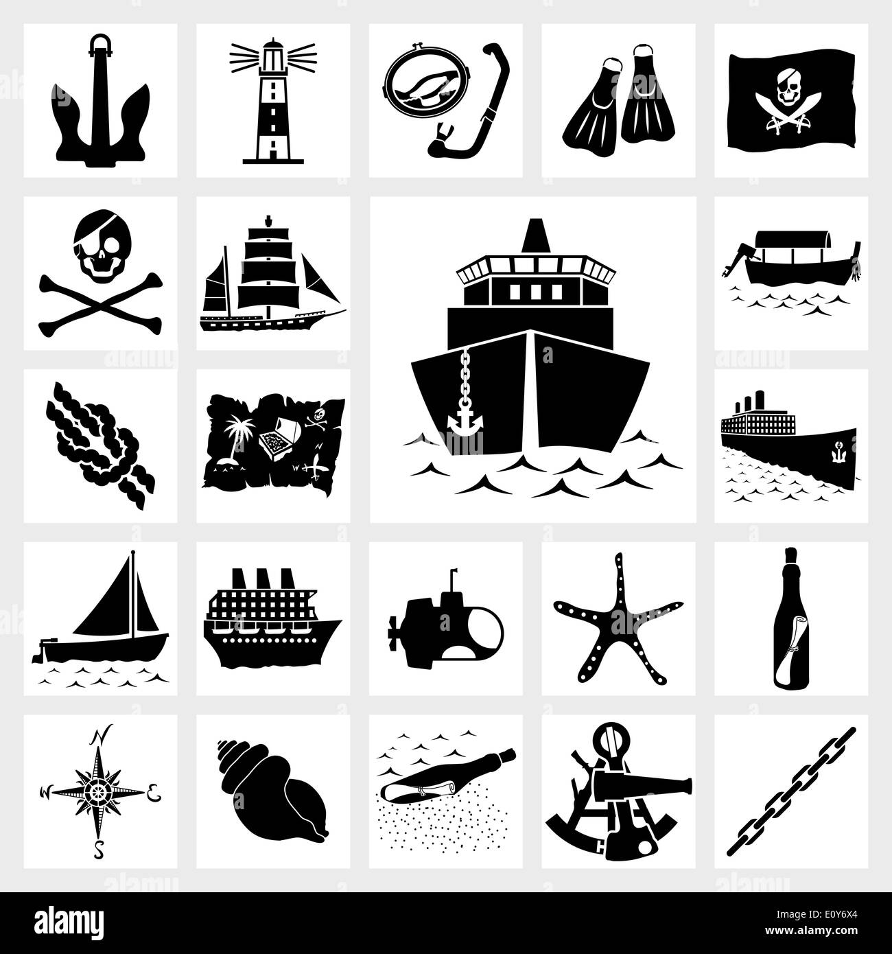 Vector náutica de conjunto de iconos Fotografía de stock - Alamy