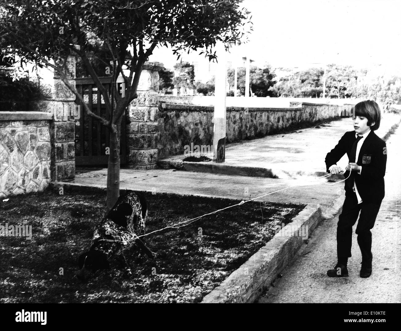 John Kennedy Jr. camina su perro Foto de stock