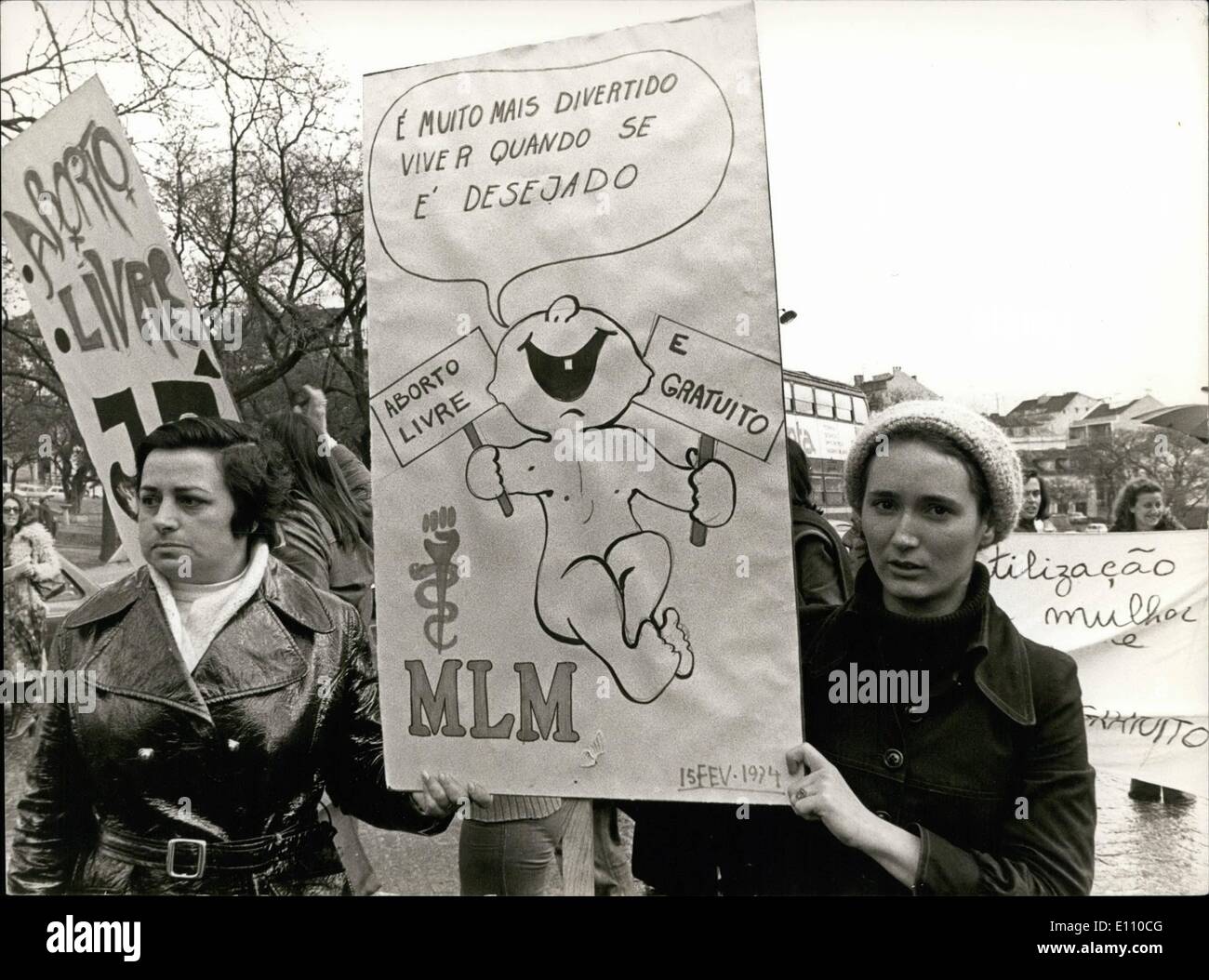 Febrero 02, 1975 - Una demostración de la M.L.M.(Movimiento de Liberación para la Mujer): bajo la influencia de la reciente ley francesa, Foto de stock