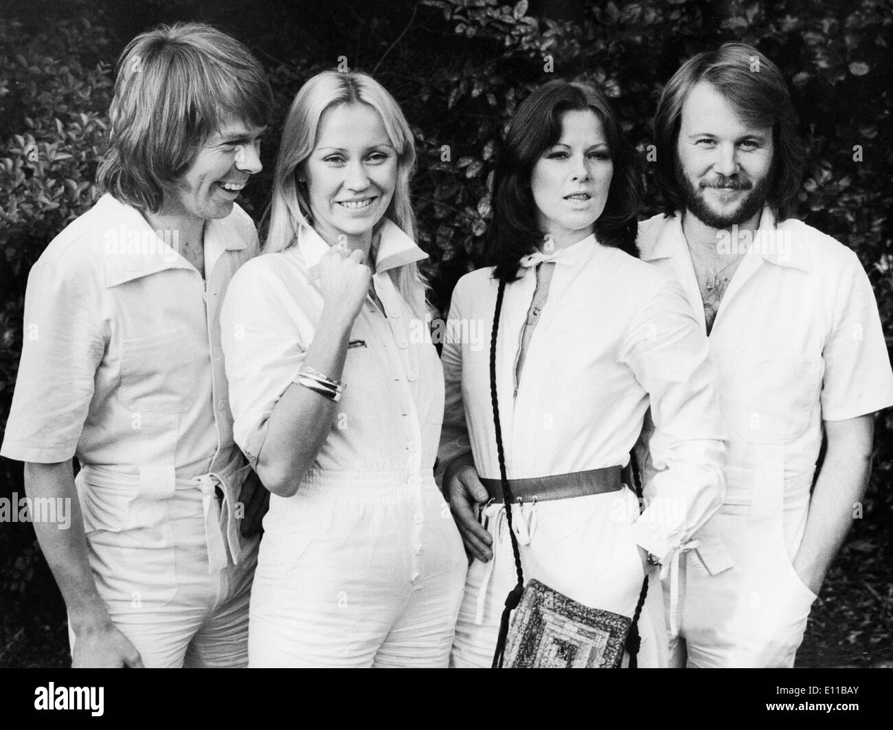 El grupo pop ABBA en gira promocional Foto de stock