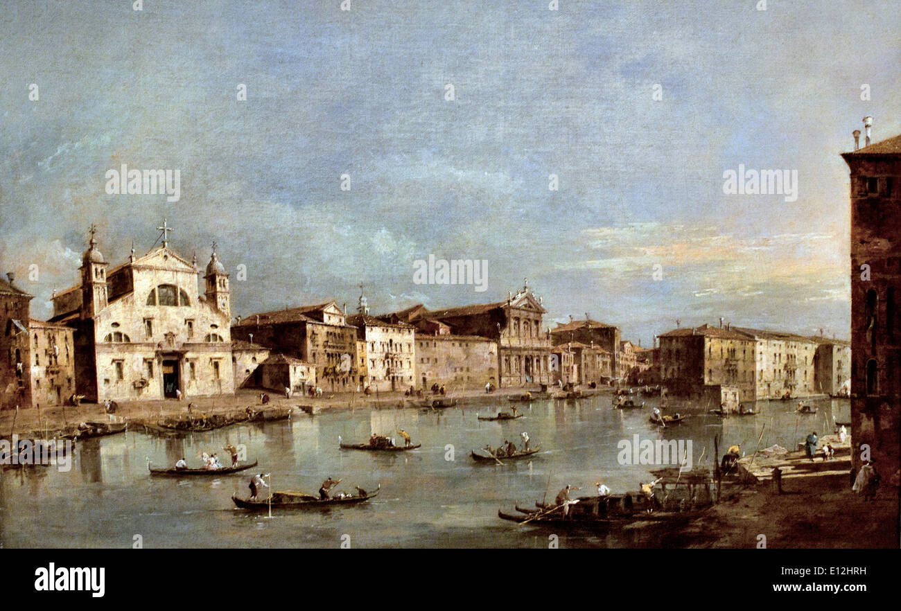 El Gran Canal con Santa Lucia y Santa Maria di Nazareth ca. 1780 Francesco Guardi . Venecia Italia Italia 1712-1793 Foto de stock