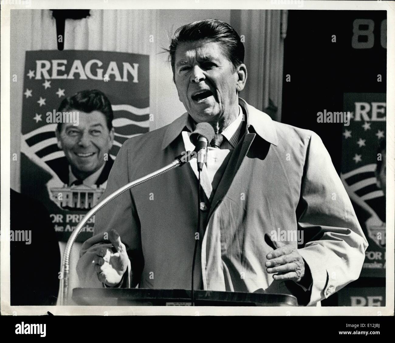 El 24 de febrero, 2012 - Ronald Reagan en su campaña presidencial. Foto de stock