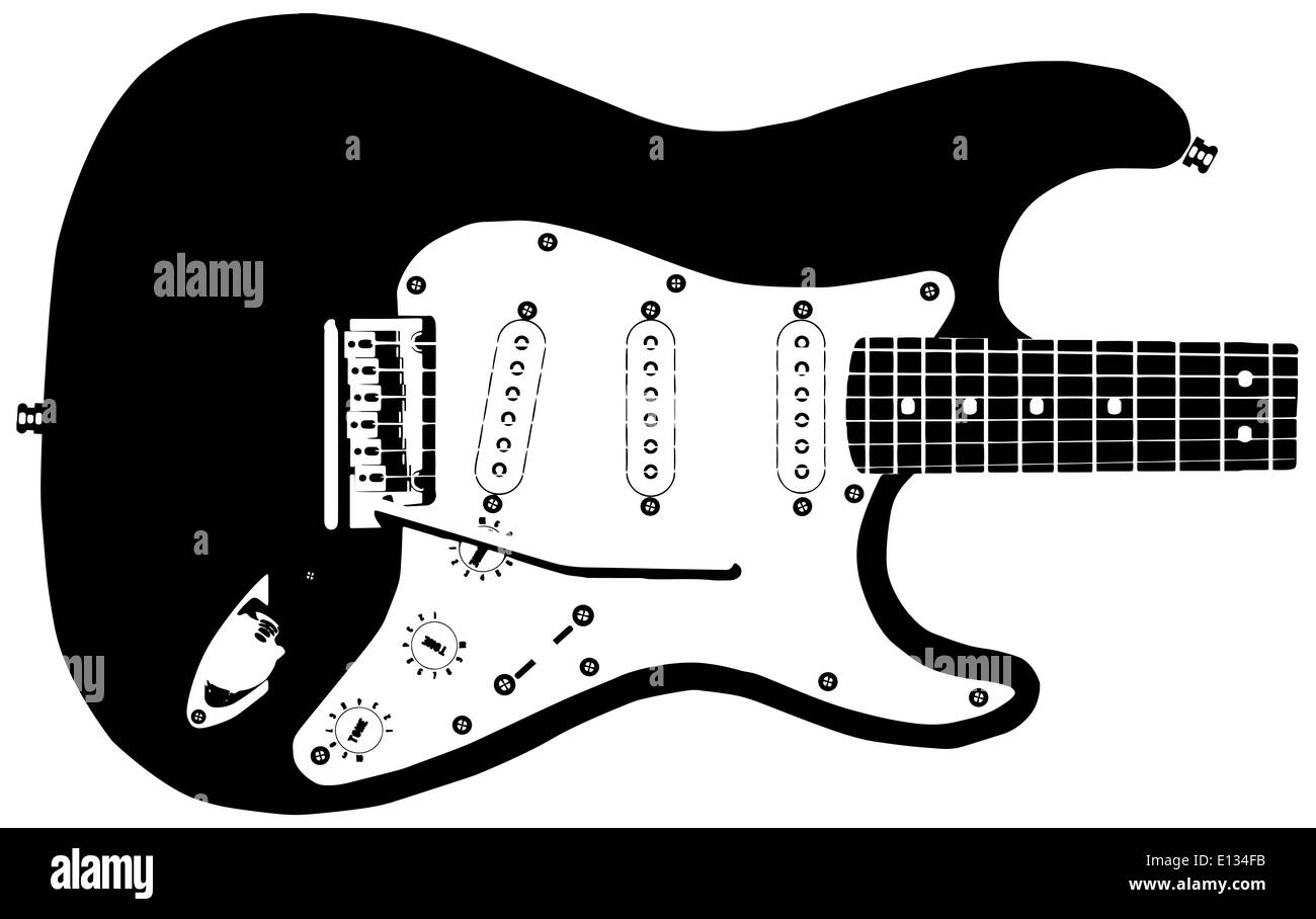 Dibujo de una guitarra de rock moderno aislado sobre un fondo blanco  Fotografía de stock - Alamy