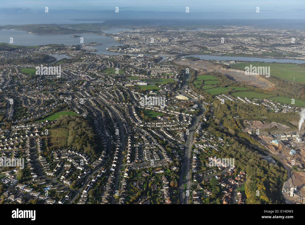 Fotografía aérea de Plymouth Foto de stock