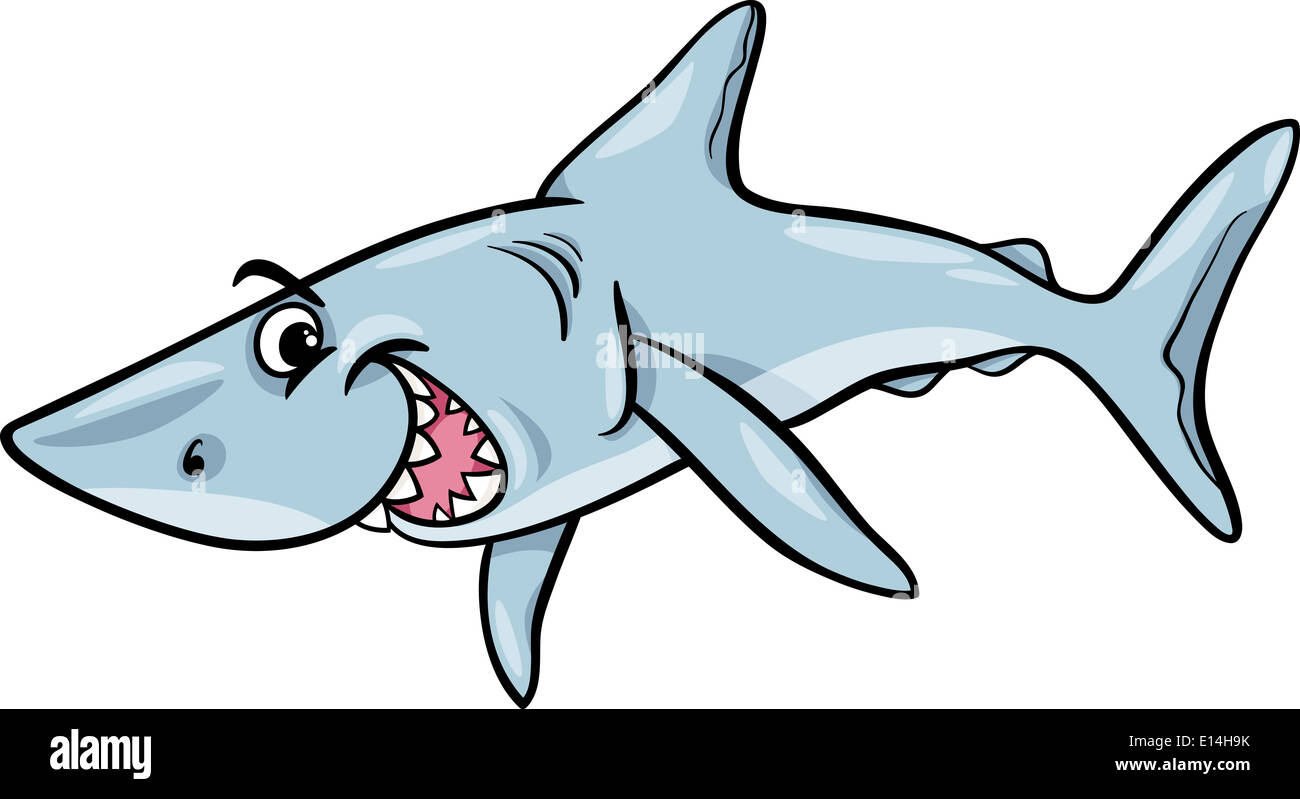Ilustración de dibujos animados de Peces Tiburón Mar Vida Animal Fotografía  de stock - Alamy