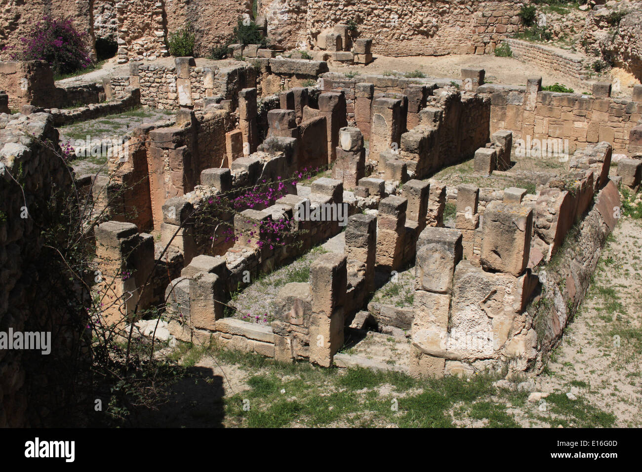 El trimestre Carthagian en Cartago en la colina de Byrsa. La mayoría de los Carthagian ciudad fue destruida cuando los romanos conquistaron el país. Foto de stock