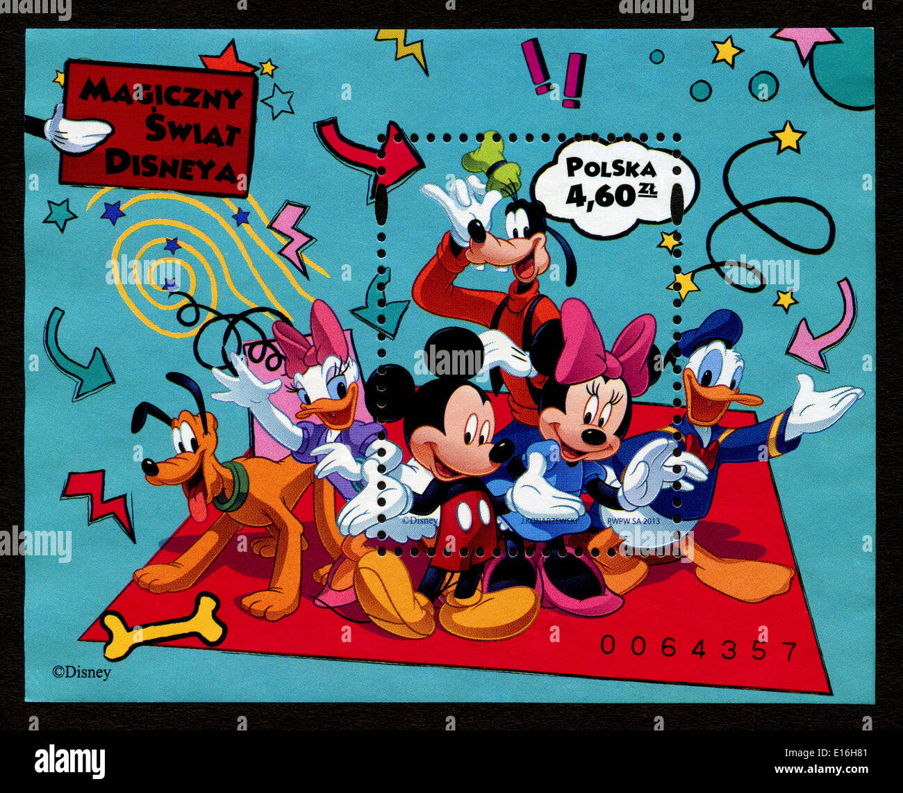 Polonia sello representando a Mickey Mouse Fotografía de stock - Alamy