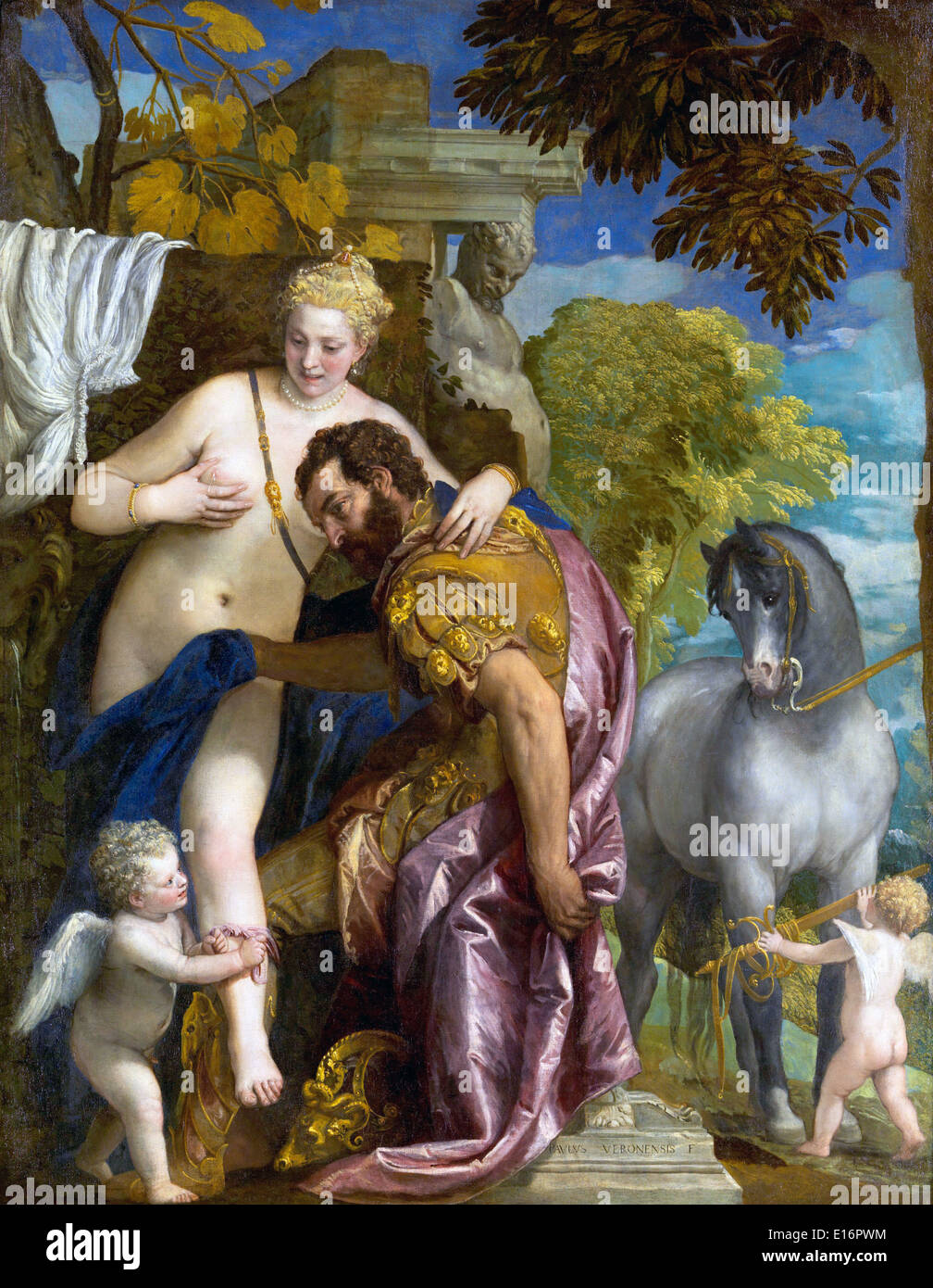 Marte y Venus unidos por amor de Paolo Veronese, 1570 Foto de stock