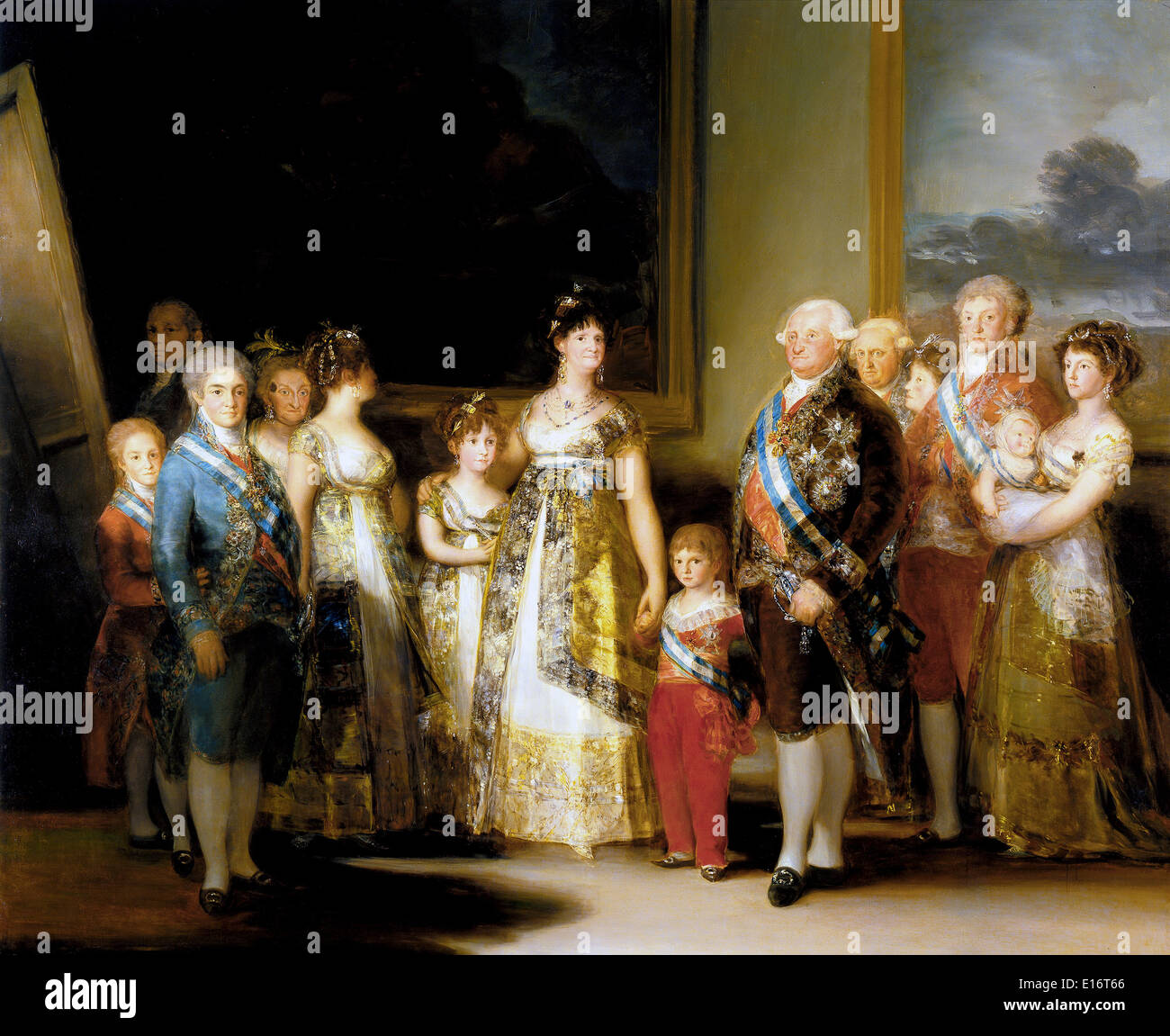 Carlos IV de España y su familia por Francisco de Goya, 1800 Foto de stock