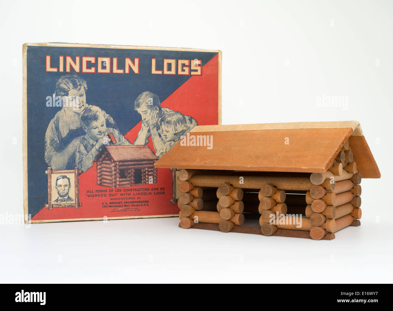 Lincoln Logs juguetes infantiles inventado por John Lloyd Wright un juguete nacional miembro del Salón de la Fama Foto de stock
