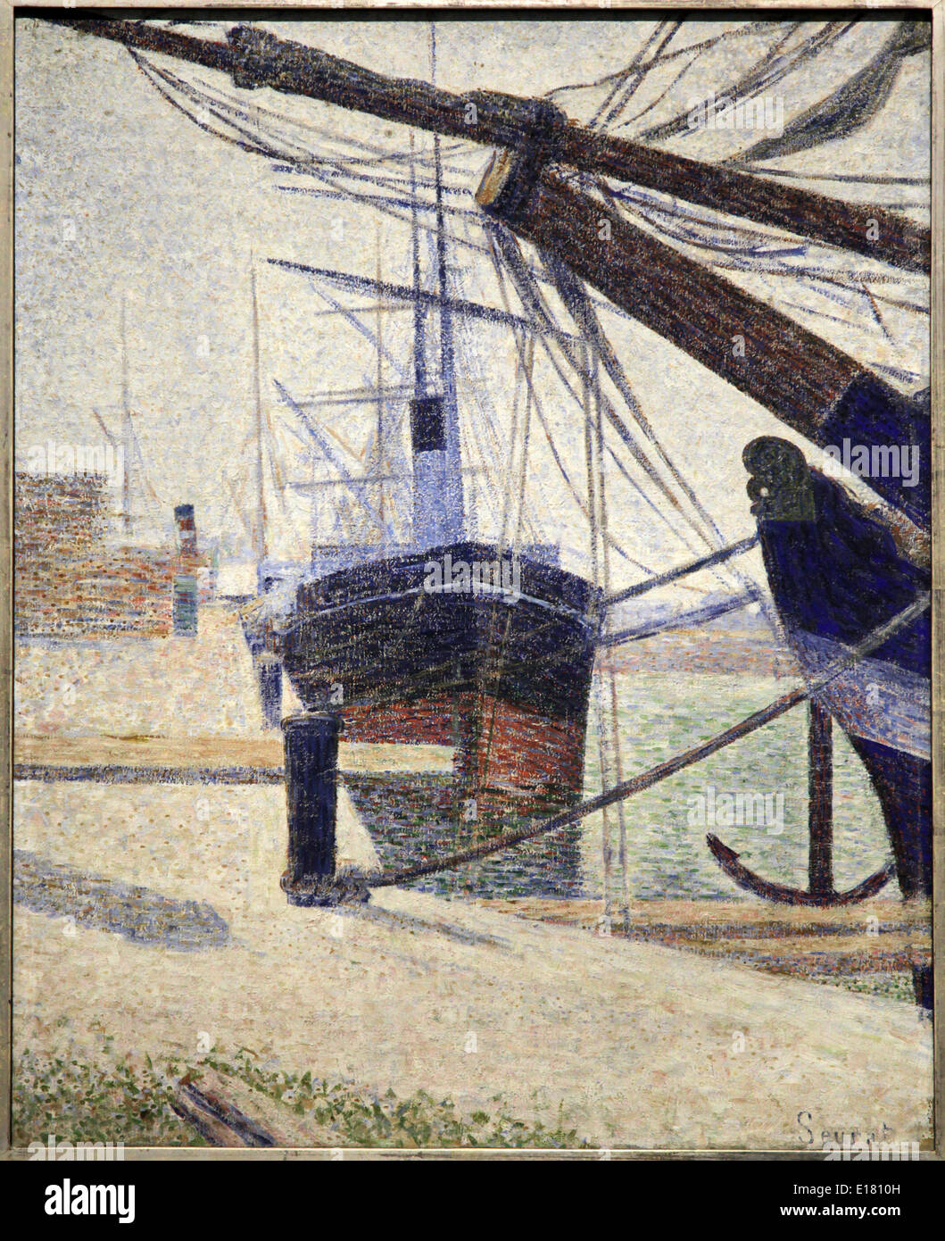 Georges-Pierre Seurat 1859-1891 fue un dibujante y pintor postimpresionista francés.Georges Seurat.Rincón del puerto de Honfleur Foto de stock