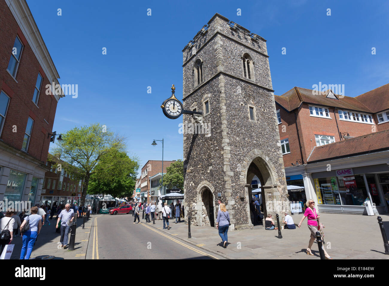 El Clocktower Canterbury Kent Foto de stock