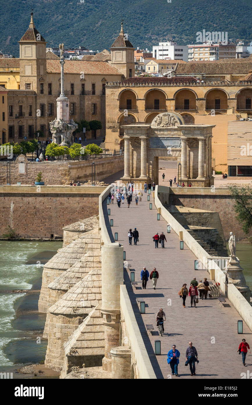 Mirando a través del río Guadalquivir y el puente romano de la Puerta del  Puente y el centro histórico de Córdoba, Andalucía, España Fotografía de  stock - Alamy