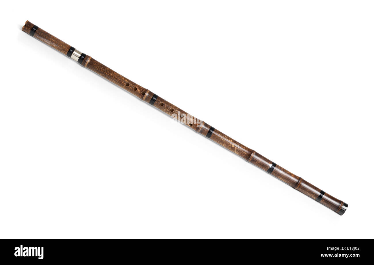Xiao chino soplado final flauta de bambú vertical aislado sobre fondo  blanco Fotografía de stock - Alamy