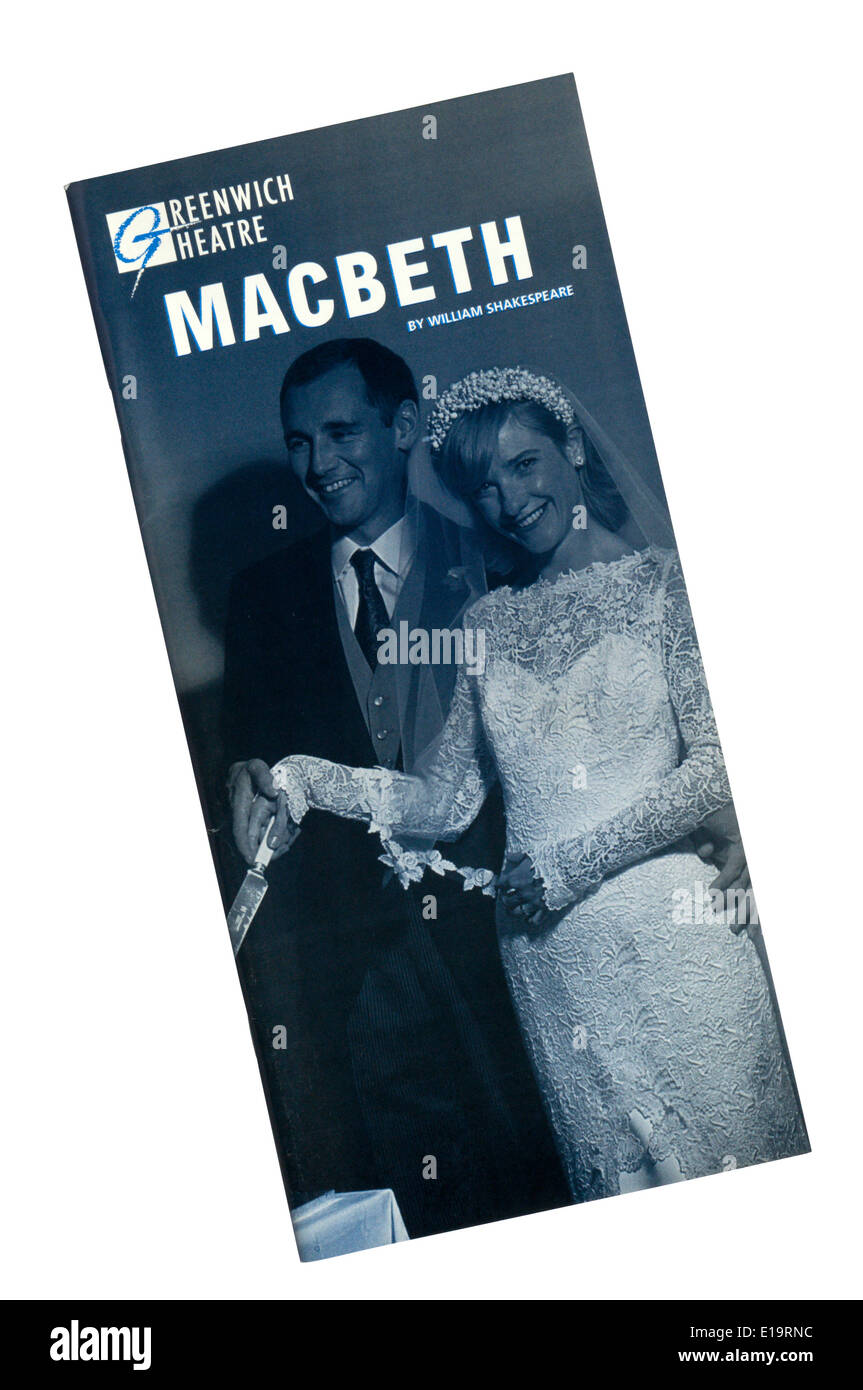 Programa para el 1995, la producción de Macbeth de William Shakespeare en el teatro de Greenwich. Dirigida por Mark Rylance. Foto de stock