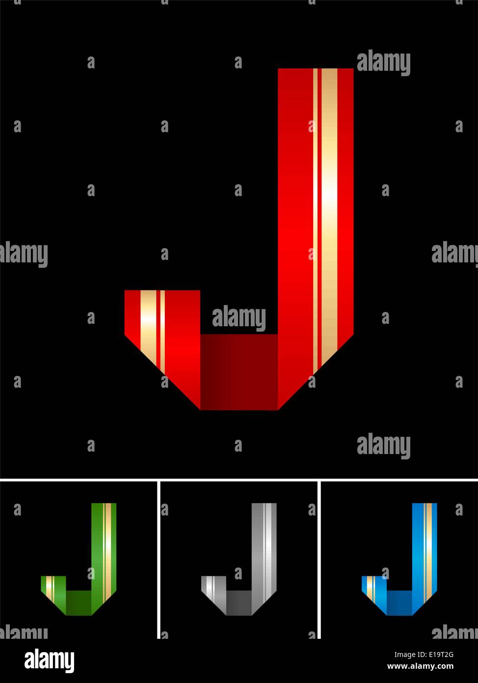 Origami Font Color De Cinta De Papel Latin Letra J