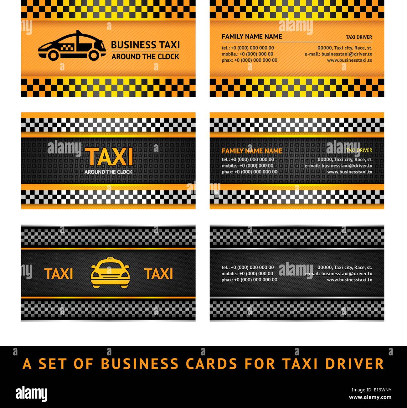 Tarjeta de presentación - segunda tarjeta taxi taxi plantillas Imagen  Vector de stock - Alamy