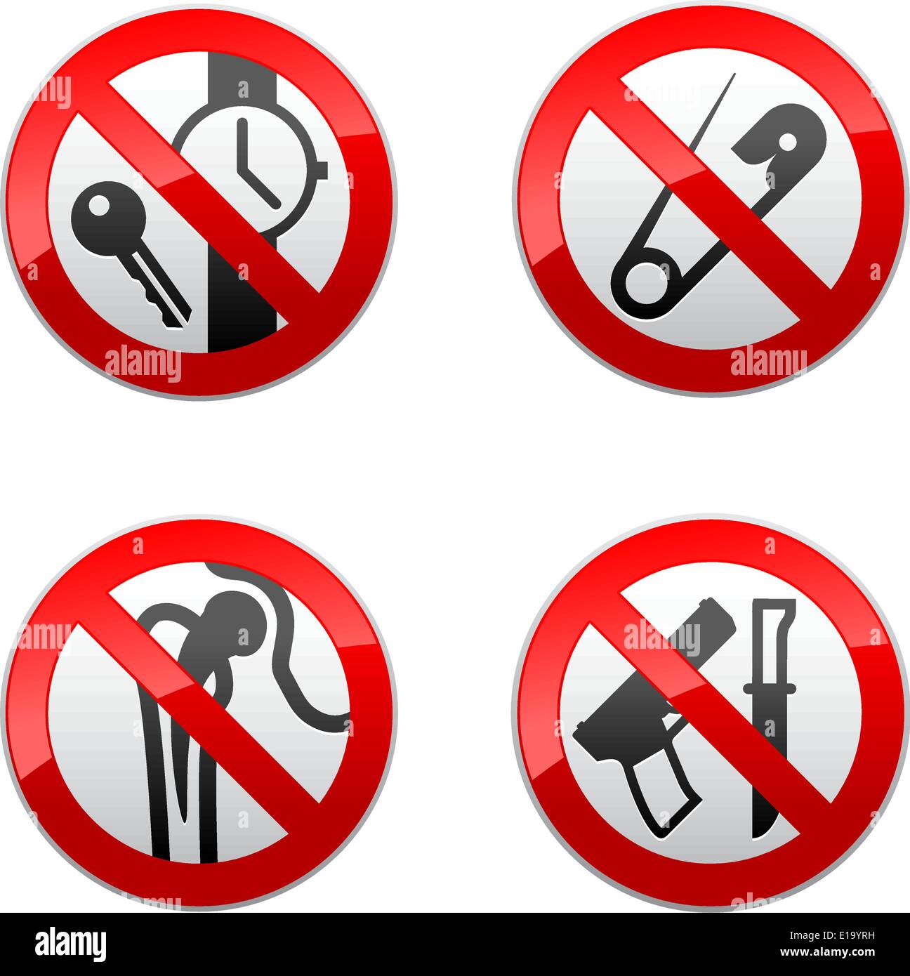 Establecer signos prohibidos - detector de metales Imagen Vector de stock -  Alamy