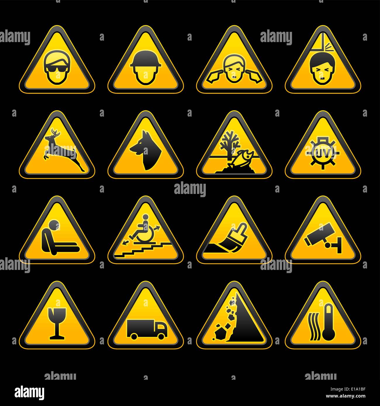 Símbolos de advertencia señales de seguridad establecidos. Vector Imagen  Vector de stock - Alamy