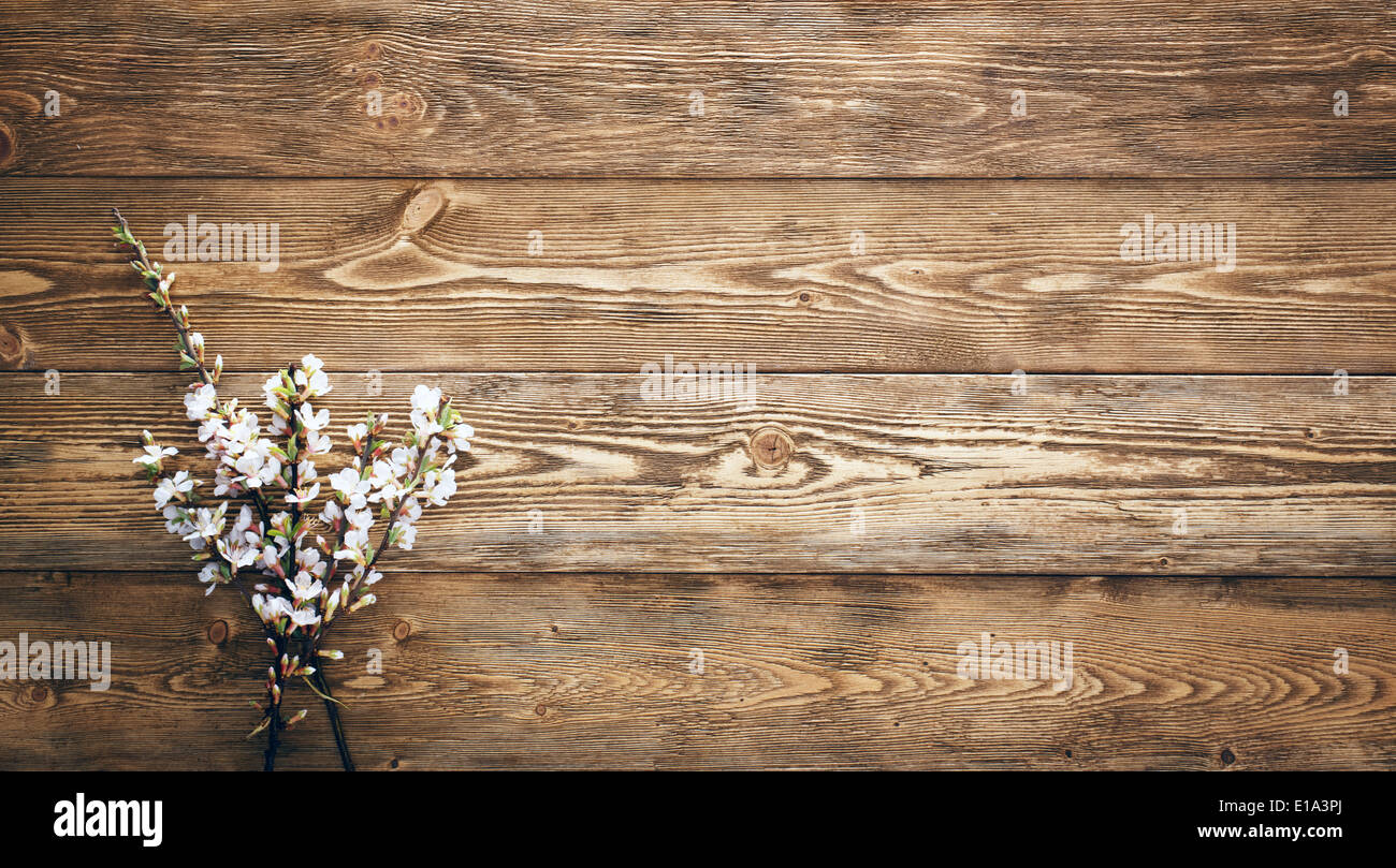 Flores sobre fondo de textura de madera Fotografía de stock - Alamy