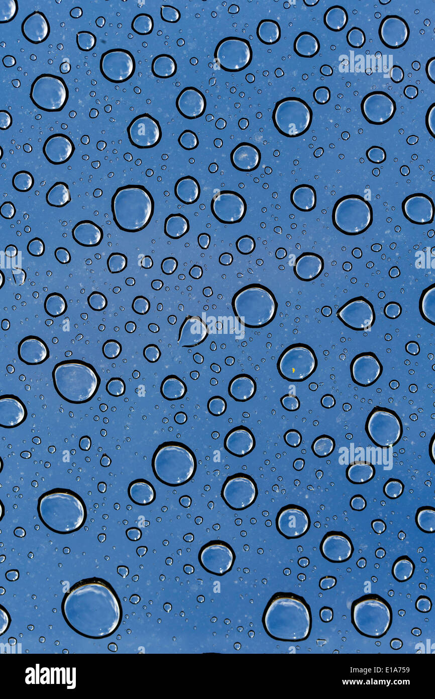Gotas de lluvia gotas de agua en la camioneta Toyota 4Runner Foto de stock