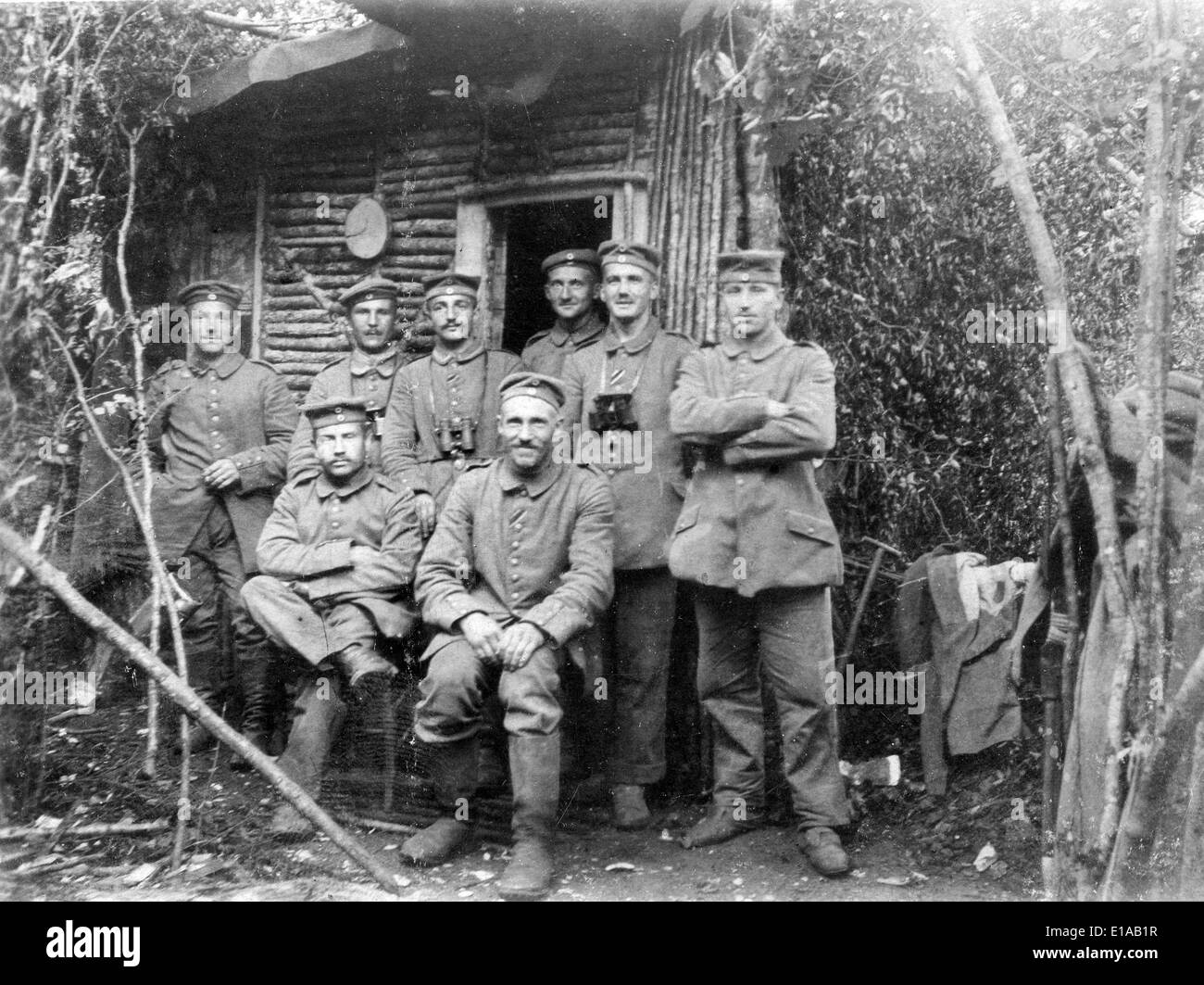 Guerra Mundial 1 soldados alemanes relajante descanso Francia WW1 1916 Foto de stock