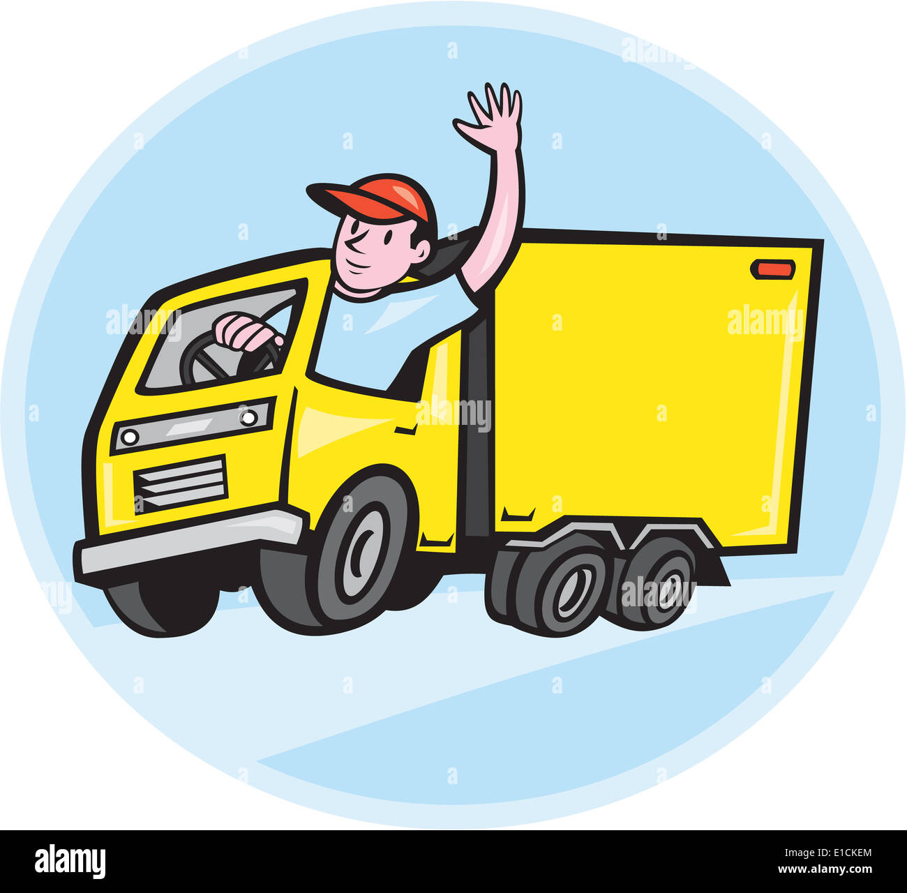 terminar Atlas Seminario Ilustración de un camión con conductor de camión ondeando hecho en estilo  de dibujos animados sobre fondo aislado Fotografía de stock - Alamy