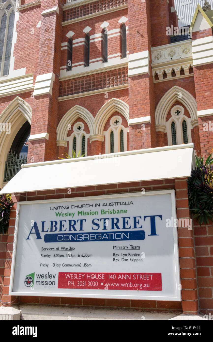 Brisbane Australia,Albert Street Congregación,iglesia,Iglesia Unida,Cristiano,signo,AU140313099 Foto de stock